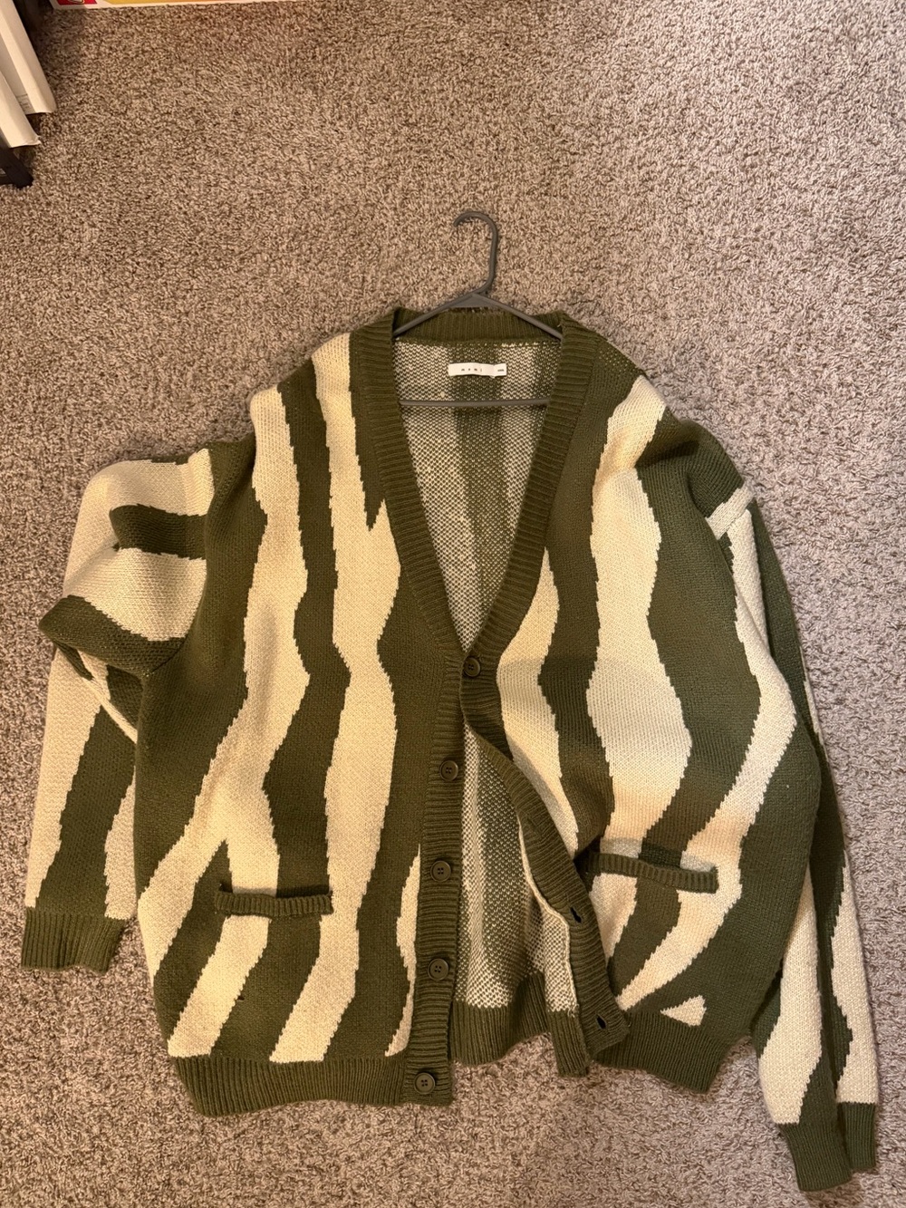 MNML Olive & Cream Striped Men’s Cardigan